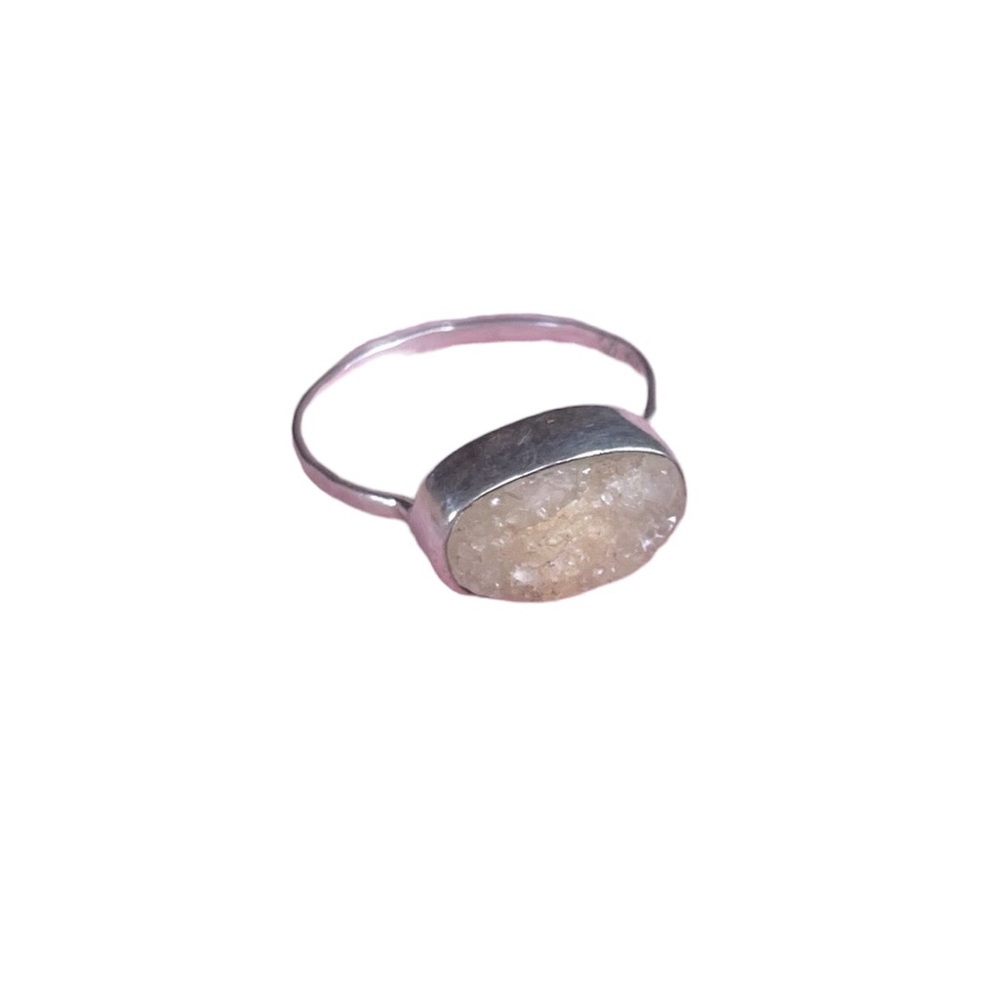 Melissa Joy Manning .925 Sterling Silver Beautiful White Druzy Ring - Picture 4 of 8